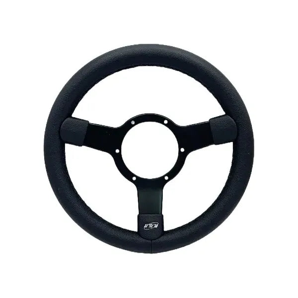 Mountney Traditional 12" 3 Spoke Semi-Dished Black Vinyl Steering Wheel With Black Centre Mountney Classic - Mountney Classic