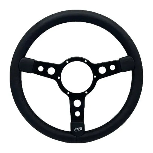 Mountney Traditional 13" 3 Spoke Semi-Dished Black Leather Steering Wheel With Black Centre Mountney Classic - Mountney Classic