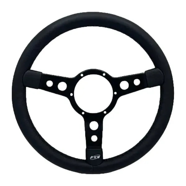 Mountney Traditional 13" 3 Spoke Semi-Dished Black Leather Steering Wheel With Black Centre Mountney Classic - Mountney Classic