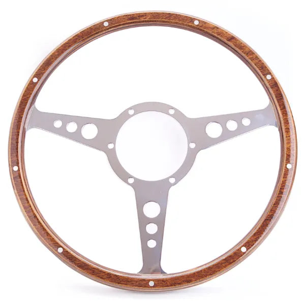 Mountney Traditional Classic 14" 3 Spoke Flat-Dished Light Woodrim Riveted Steering Wheel Mountney Classic - Mountney Classic