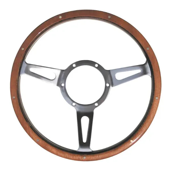 Mountney Traditional Classic 14" 3 Spoke Semi-Dished Light Woodrim Riveted Steering Wheel Mountney Classic - Mountney Classic