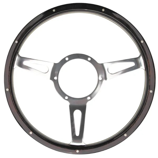 Mountney Traditional Classic 15" 3 Spoke Semi-Dished Dark Woodrim Riveted Steering Wheel Mountney Classic - Mountney Classic