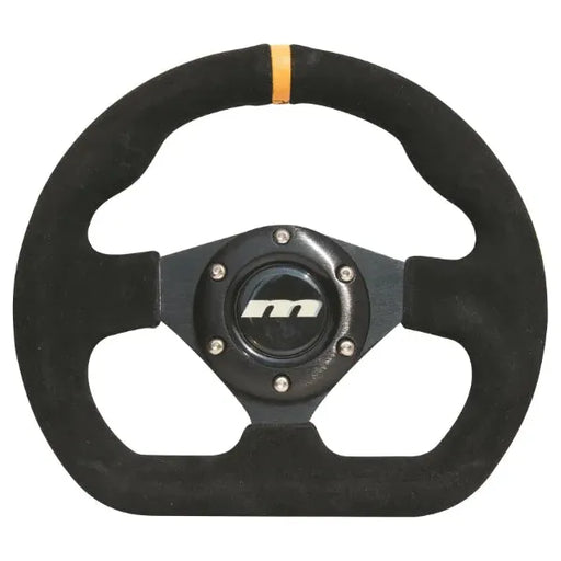 Mountney 'M' Range 250mm 3 Spoke Flat-Dished Black Alcantara Motorsport Steering Wheel With Black Centre - Flat Bottomed Mountney Classic - Mountney Classic