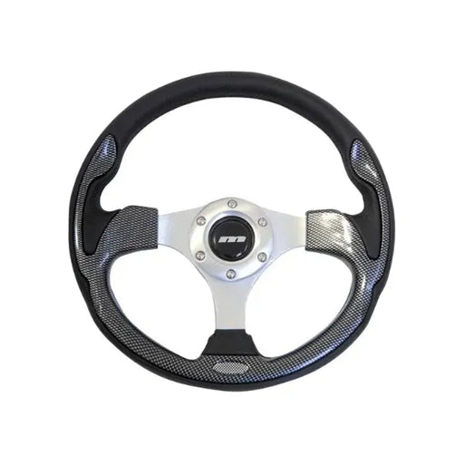 Mountney 'M' Range 320mm 3 Spoke Semi-Dished Black Moulded Sports Steering Wheel With Silver Centre & Carbon Inset Mountney Classic - Mountney Classic