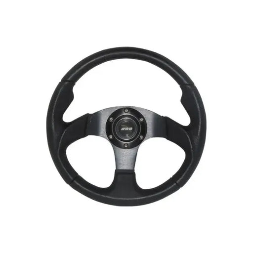 Mountney 'M' Range 340mm 3 Spoke Semi-Dished Black Leather Steering Wheel With Black Centre Mountney Classic - Mountney Classic