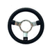Mountney Traditional 12" 3 Spoke Semi-Dished Black Leather Steering Wheel With Polished Centre Mountney Classic - Mountney Classic