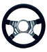 Mountney Traditional 14" 4 Spoke Semi-Dished Black Leather Steering Wheel With Polished Centre Mountney Classic - Mountney Classic